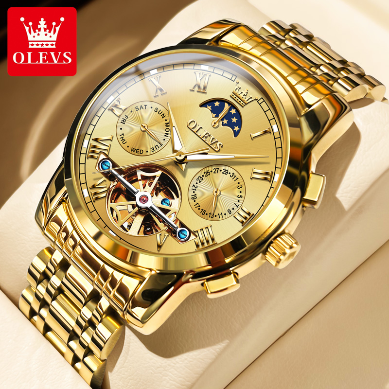 Leather Classic Strap - OLEVS 6617 Męski Klasyczny Zegarek Mechaniczny